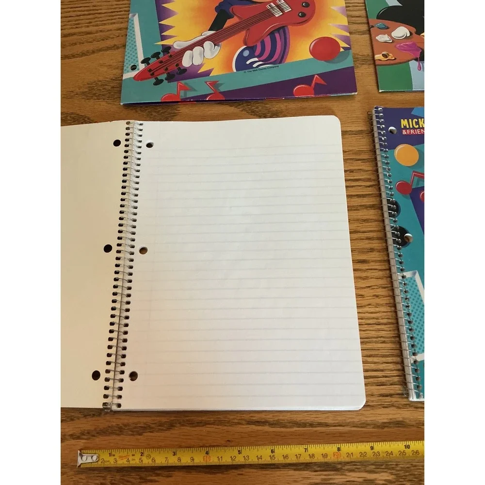 Vintage 90s Mickey Mouse School Supplies Spiral Notebooks and Folders Set of 4